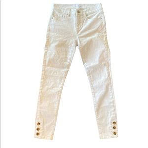 Loft white skinny jeans ankle button detail size 24 00